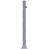 Barrier posts | Steel tube  60 x 2,5 mm | foldable | with Euro profile cylinder lock | to be fixed by plugswith base plate 100 x 150 mm | hot-dip galvanized | without eyelet